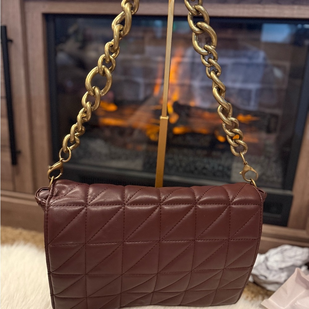 Zara Elegant Brown Quilted Shoulder Bag